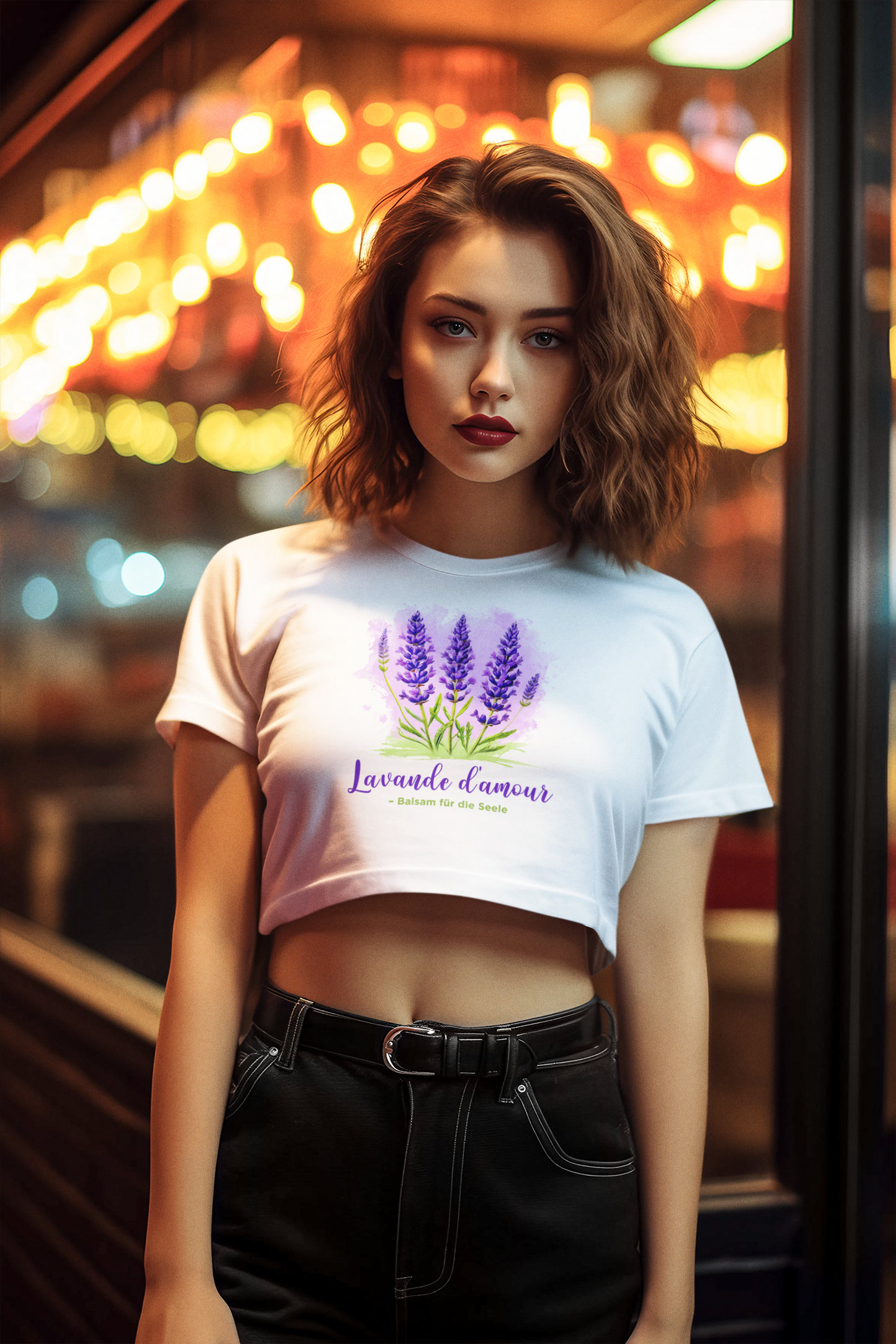 Ladies Cropped Tee - Lavande d´amour