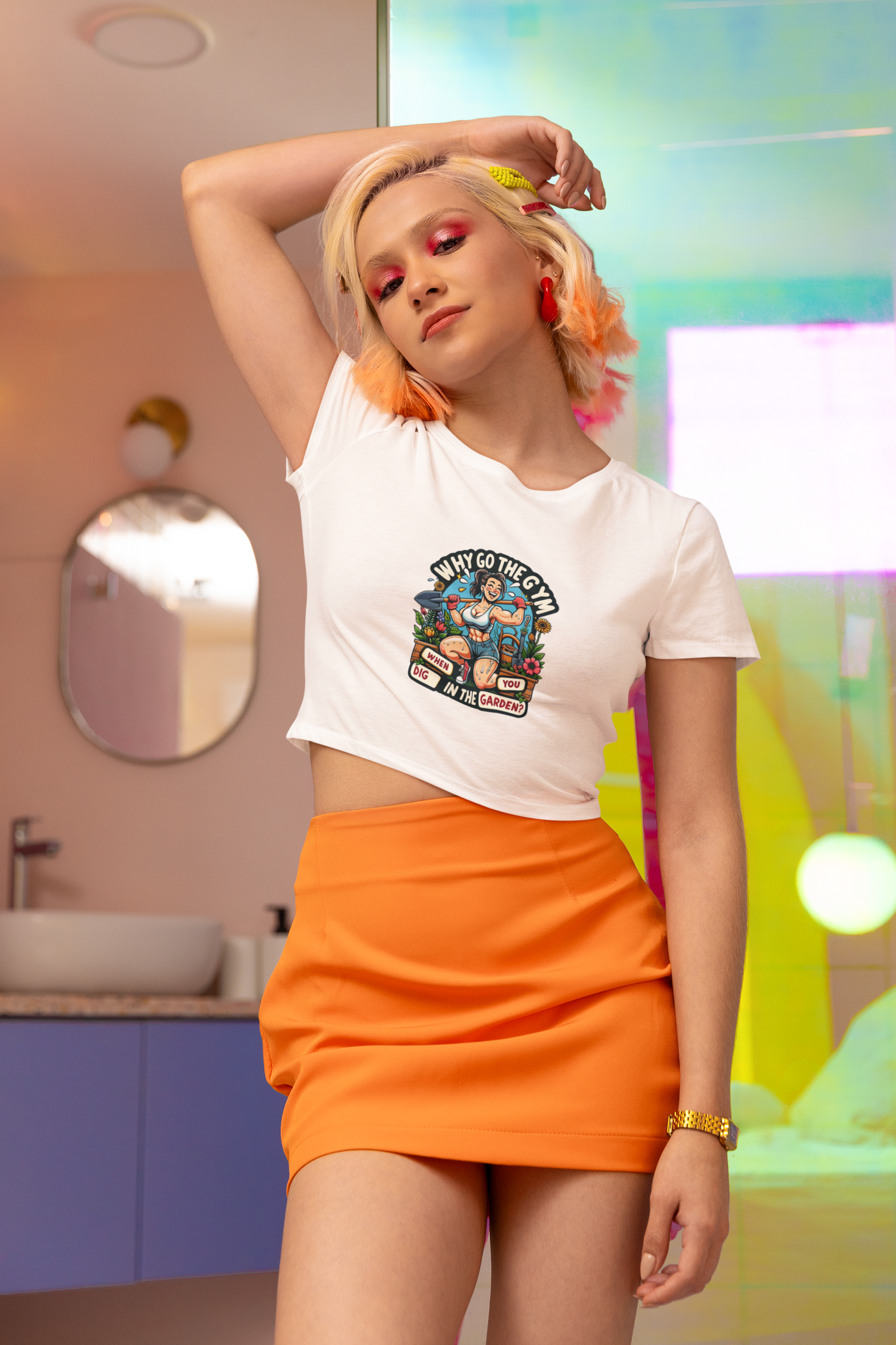 Ladies Cropped Tee - Garden Gym