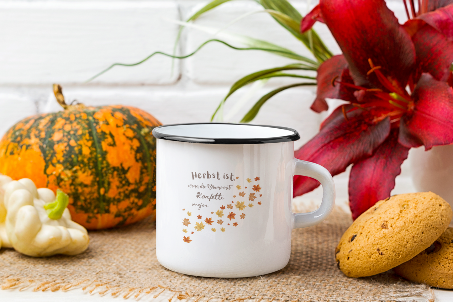 Emaille Tasse - Herbstkonfetti