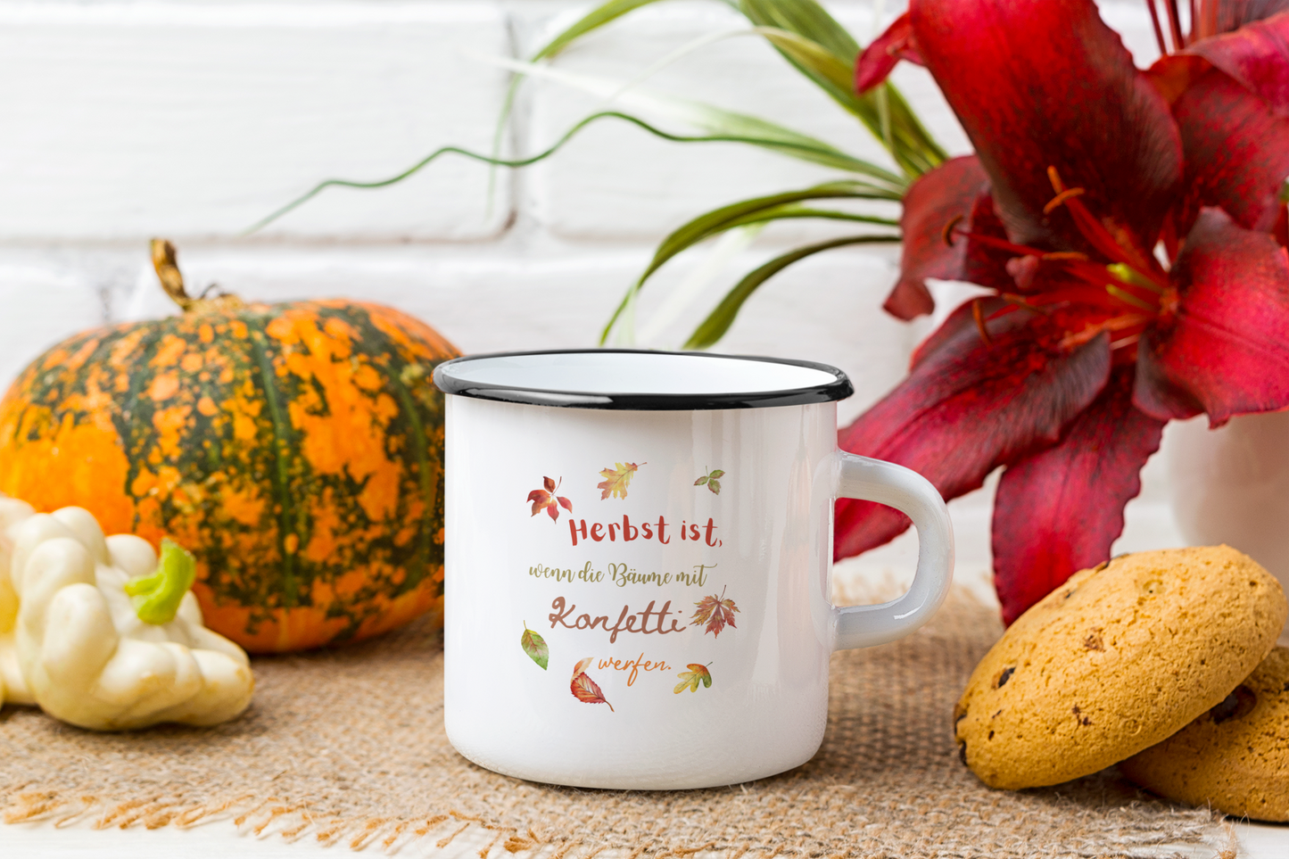 Emaille Tasse - Herbst