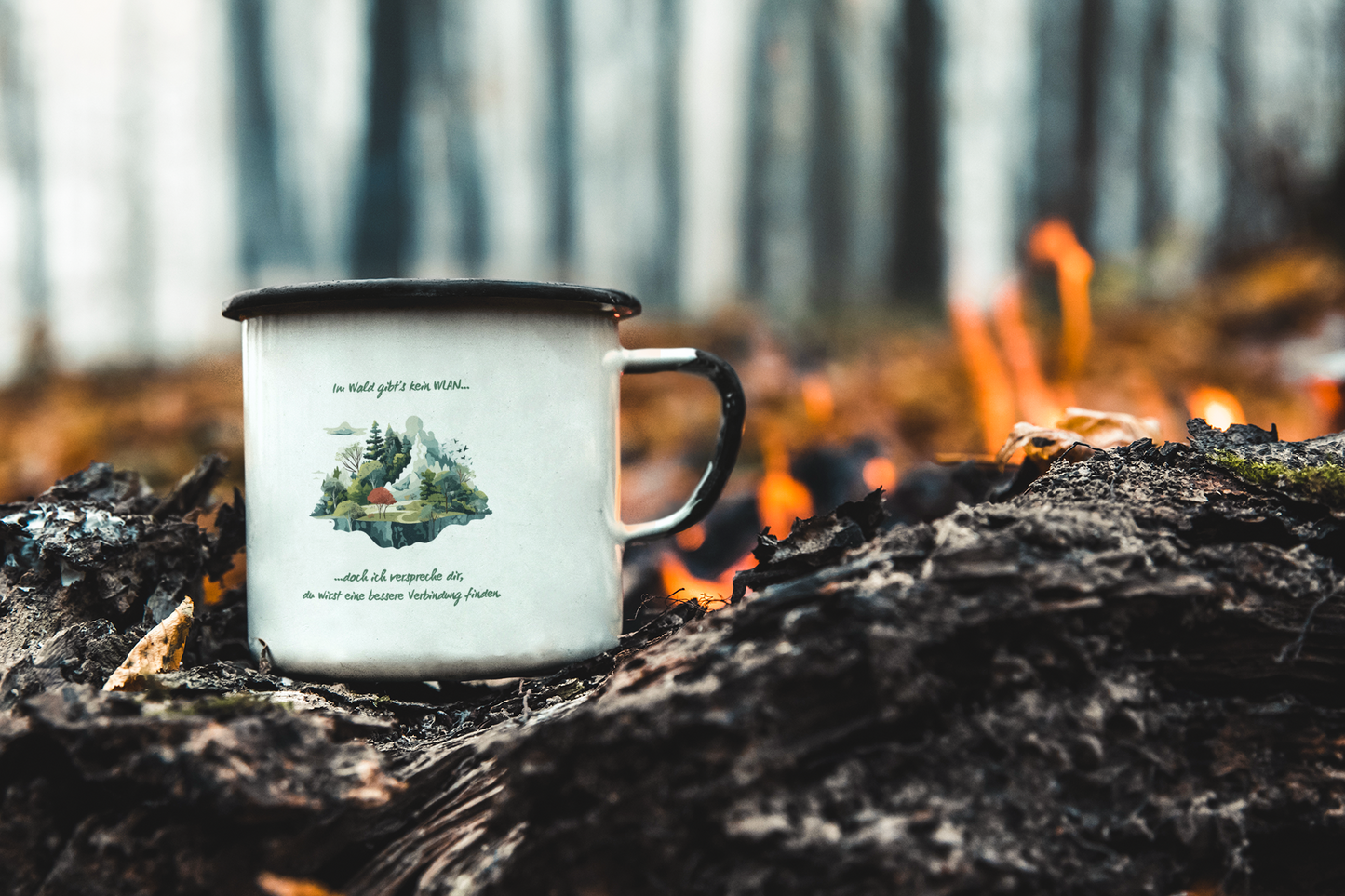 Emaille Tasse - Im Wald gibts kein WLAN